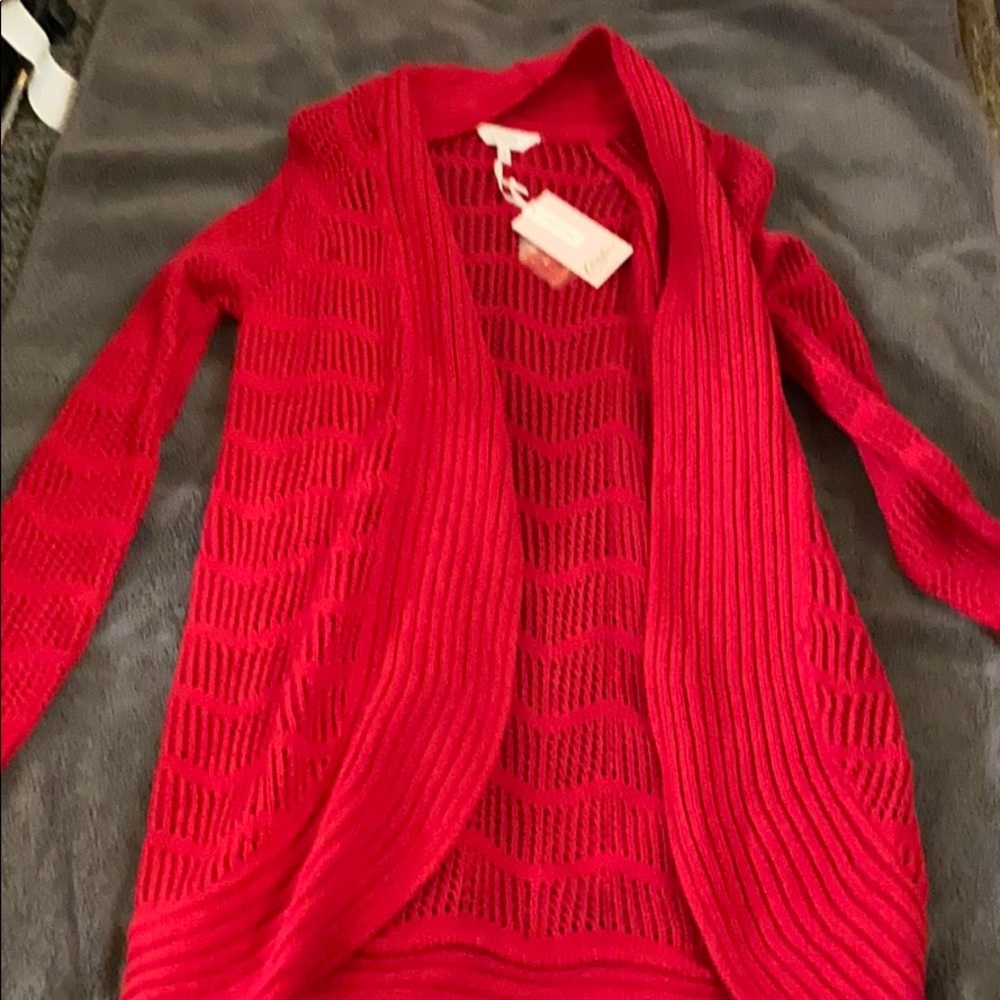 Red cardigan